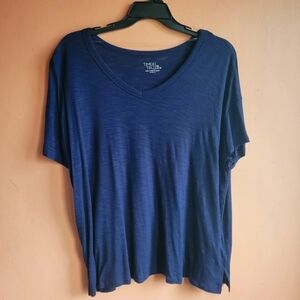 Time and True XL  Blue V neck Crewshirt